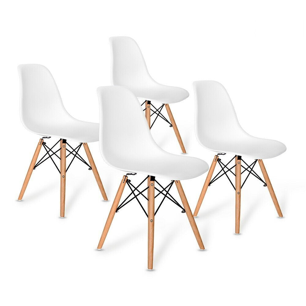 Esszimmerstuhl – Weiß Rundsitz, Kunststoff, Buche Holzbeine