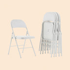 4er Set Klappstühle Weiß – Kunstleder Faltstühle für Büro & Empfang