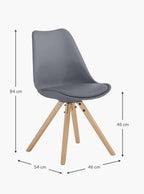 Nordischer Esszimmerstuhl – Dunkelgrau, Kunstleder Sitz, Buche Holzbeine