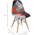 Patchwork Esszimmerstuhl – Mehrfarbig Orange-Töne, Stoffbezug, Holzgestell