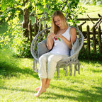 Grauer Boho Makramee Hängesessel - Für Innen & Außen (Max. 120 kg)