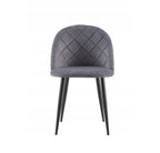 Esszimmerstuhl – Dunkelgrau, Samtbezug mit Rautensteppung, Schwarze Metallbeine