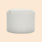 Aufbewahrungshocker Cremeweiß Cordstoff – Runde Ottomane mit Stauraum und Tablett-Deckel