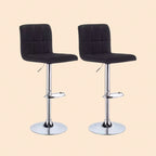 2er-Set Barhocker – Schwarz, Kunstleder Sitzfläche, Höhenverstellbar, Metallfuß