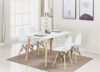 Skandinavisches Design 4-Personen Essgruppe - Rechteckiger Tisch & Weiße Stühle