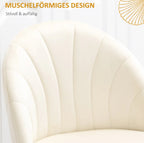 2er Set Esszimmerstühle Samtoptik – Muschel Design Creme | Metallbeine