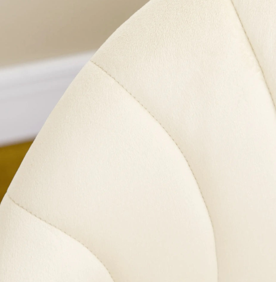 2er Set Esszimmerstühle Samtoptik – Muschel Design Creme | Metallbeine