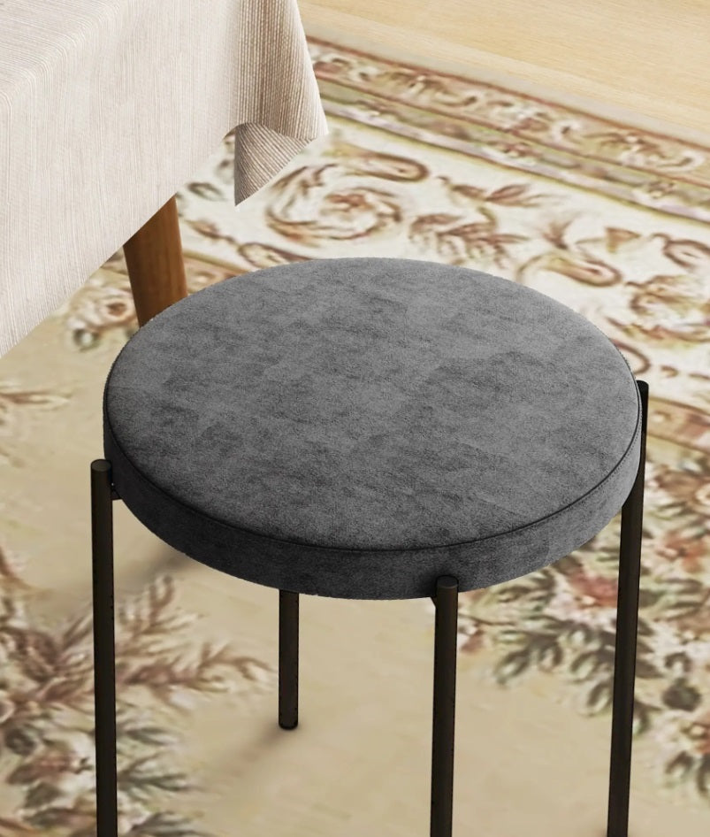 4er Set Stapelhocker Dunkelgrau Samt – Platzsparende Hocker für Küche & Esszimmer