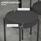 4er Set Stapelhocker Schwarz Samt – Platzsparende Hocker für Küche & Accent