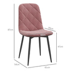 4er Set Samt Esszimmerstühle Rosa – Elegante Steppung