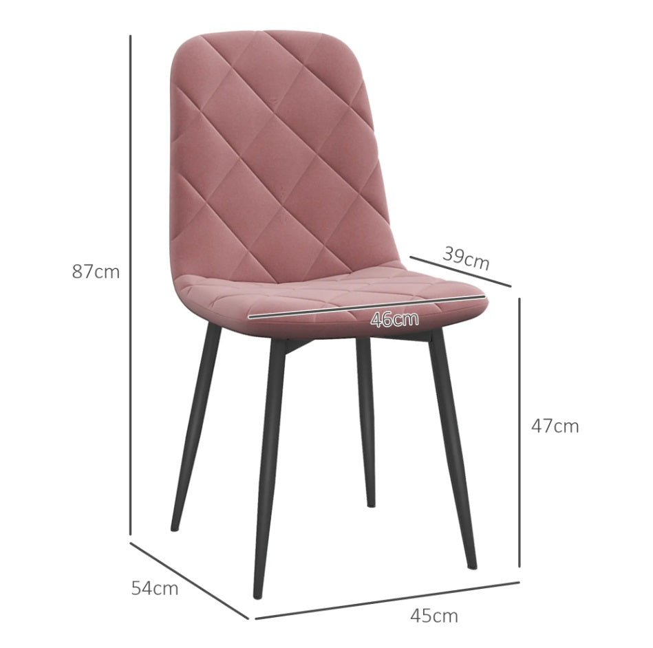 4er Set Samt Esszimmerstühle Rosa – Elegante Steppung