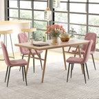 4er Set Samt Esszimmerstühle Rosa – Elegante Steppung