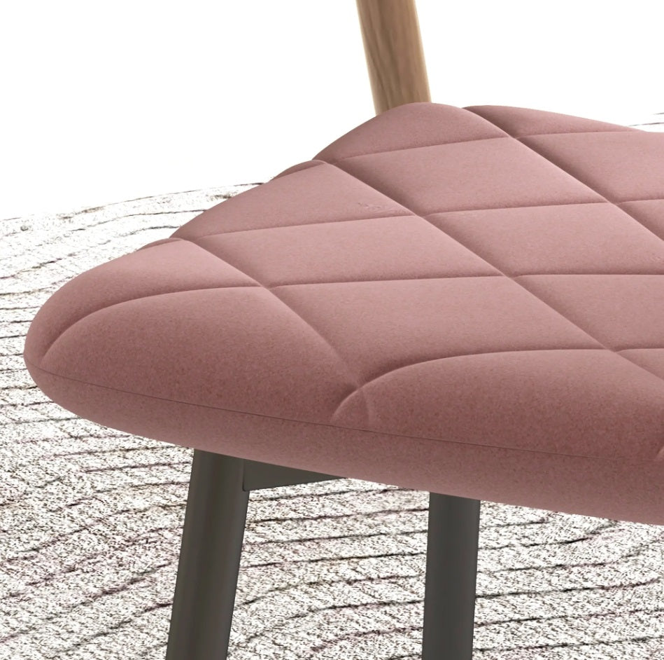 4er Set Samt Esszimmerstühle Rosa – Elegante Steppung