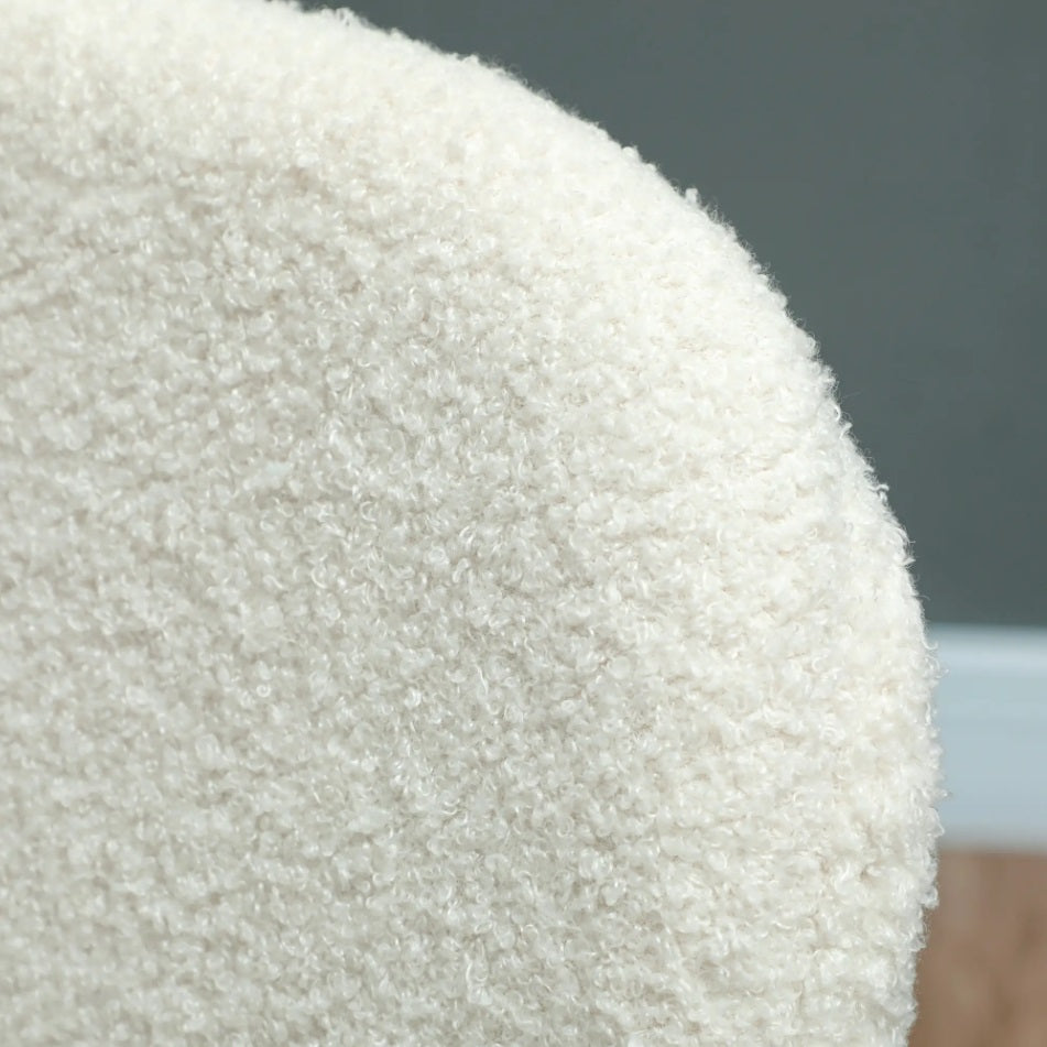 4er Set Esszimmerstühle Weiß Bouclé | Armloses Design & Schwarzgestell