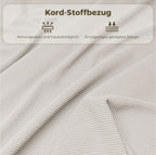 4er Set Klappstühle Cremeweiß – Gepolsterte Faltbare Gaststühle mit Cordbezug & Metallrahmen (Tragkraft 120 kg)