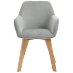 2er Set Armlehnstühle Samt Grau – Holzbeine Natur | Ergonomisch & Bequem