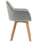 2er Set Armlehnstühle Samt Grau – Holzbeine Natur | Ergonomisch & Bequem