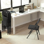4er Set Klappstühle Schwarz – Gepolsterte Faltstühle mit Leinen-Optik Bezug