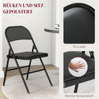 4er Set Klappstühle Schwarz - Robuste Faltstühle mit Kunstleder Bezug | Pflegeleicht