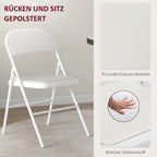4er Set Klappstühle Weiß – Kunstleder Faltstühle für Büro & Empfang