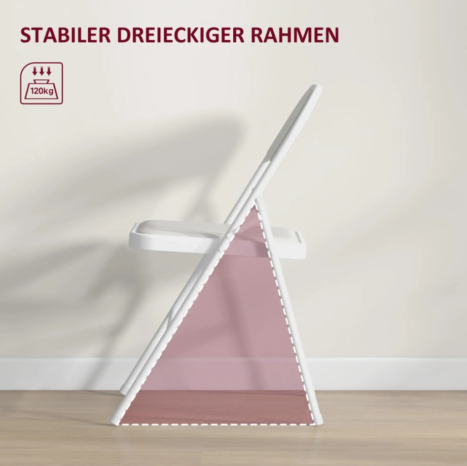 4er Set Klappstühle Weiß – Kunstleder Faltstühle für Büro & Empfang