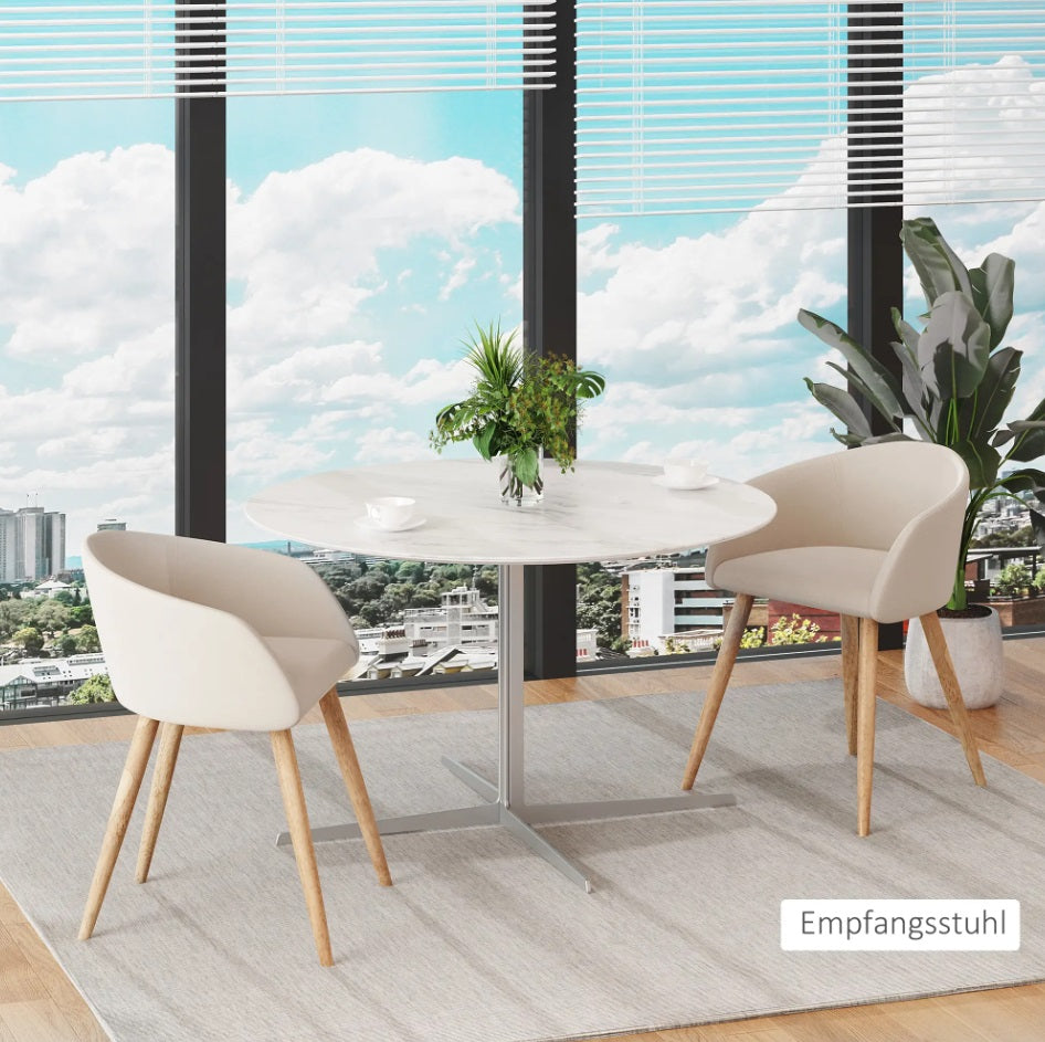 2er Set Esszimmerstühle Skandinavisch – Beige Polsterstuhl mit Holzbeinen | Hohe Stabilität