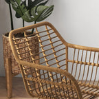 2er Set Esszimmerstühle Boho-Stil – PE-Rattan in Natur mit Schwarzen Metallbeinen