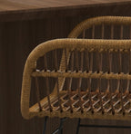 2er Set Esszimmerstühle Boho-Stil – PE-Rattan in Natur mit Schwarzen Metallbeinen