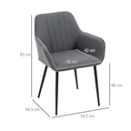 2er Set Armlehnstühle Dunkelgrau Leinen – Skandinavisch & Ergonomisch