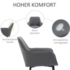 2er Set Armlehnstühle Dunkelgrau Leinen – Skandinavisch & Ergonomisch