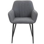 2er Set Armlehnstühle Dunkelgrau Leinen – Skandinavisch & Ergonomisch