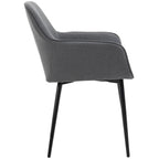 2er Set Armlehnstühle Dunkelgrau Leinen – Skandinavisch & Ergonomisch