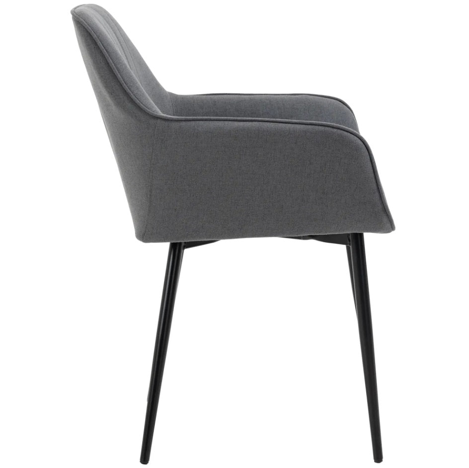 2er Set Armlehnstühle Dunkelgrau Leinen – Skandinavisch & Ergonomisch