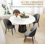 4er Set Esszimmerstühle Samt Dunkelgrau – Elegantes Muschel-Design | Stahlbeine