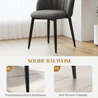 4er Set Esszimmerstühle Samt Dunkelgrau – Elegantes Muschel-Design | Stahlbeine
