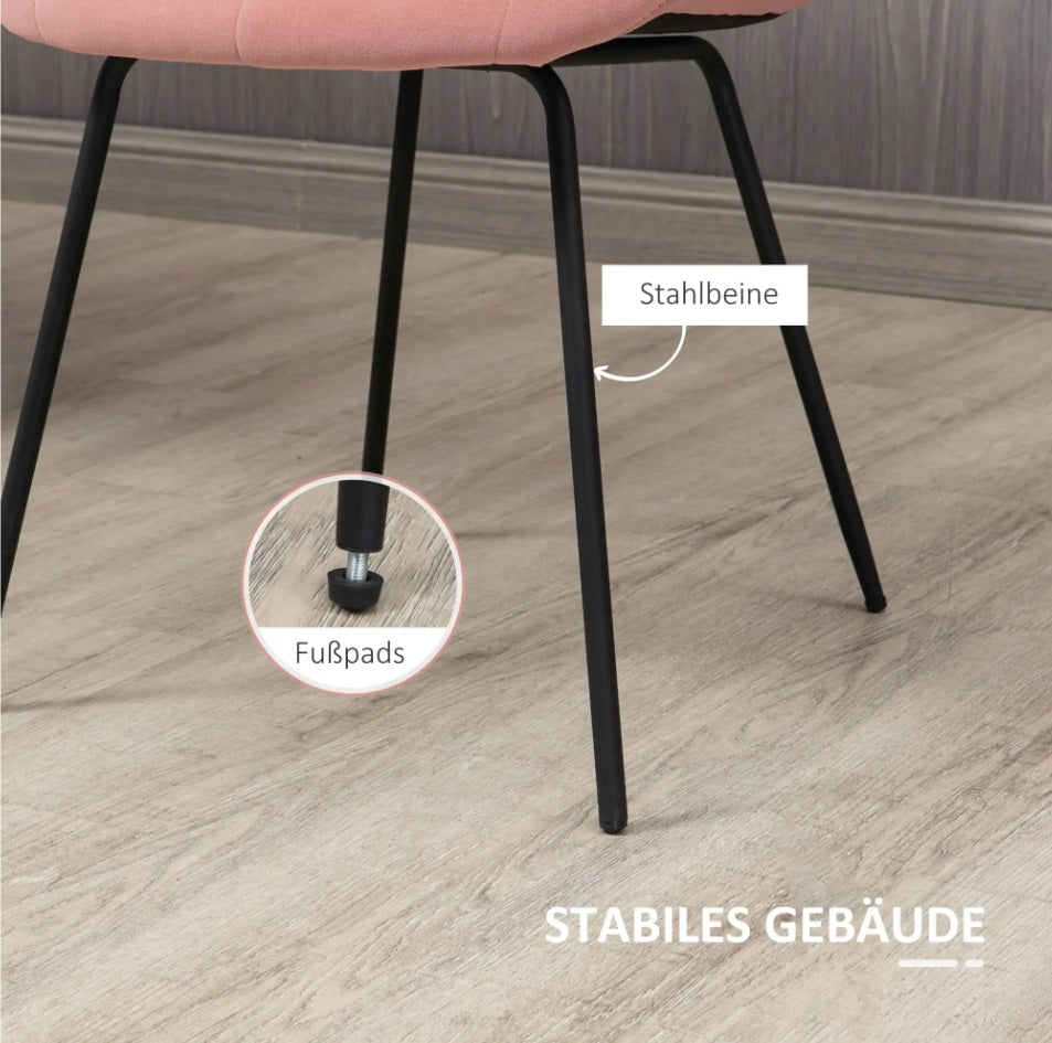 2er Set Samt Esszimmerstühle Rosa – Akzentstühle im Modernen Retro-Design