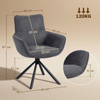 2er Set Esszimmer Drehstühle Dunkelgrau Samtoptik – 360° Drehbar & Ergonomische Armlehnen