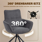 2er Set Esszimmer Drehstühle Dunkelgrau Samtoptik – 360° Drehbar & Ergonomische Armlehnen