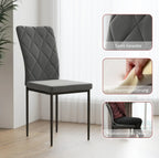 4er Set Esszimmerstühle Samtoptik Dunkelgrau – Moderne Polsterstühle mit Metallbeinen
