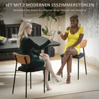 2er Set Esszimmerstühle Grau Leinen-Optik – Küchenstühle Armlos mit Holz-Rückenlehne