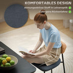 2er Set Esszimmerstühle Grau Leinen-Optik – Küchenstühle Armlos mit Holz-Rückenlehne