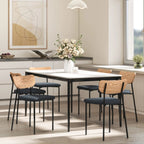 2er Set Esszimmerstühle Grau Leinen-Optik – Küchenstühle Armlos mit Holz-Rückenlehne