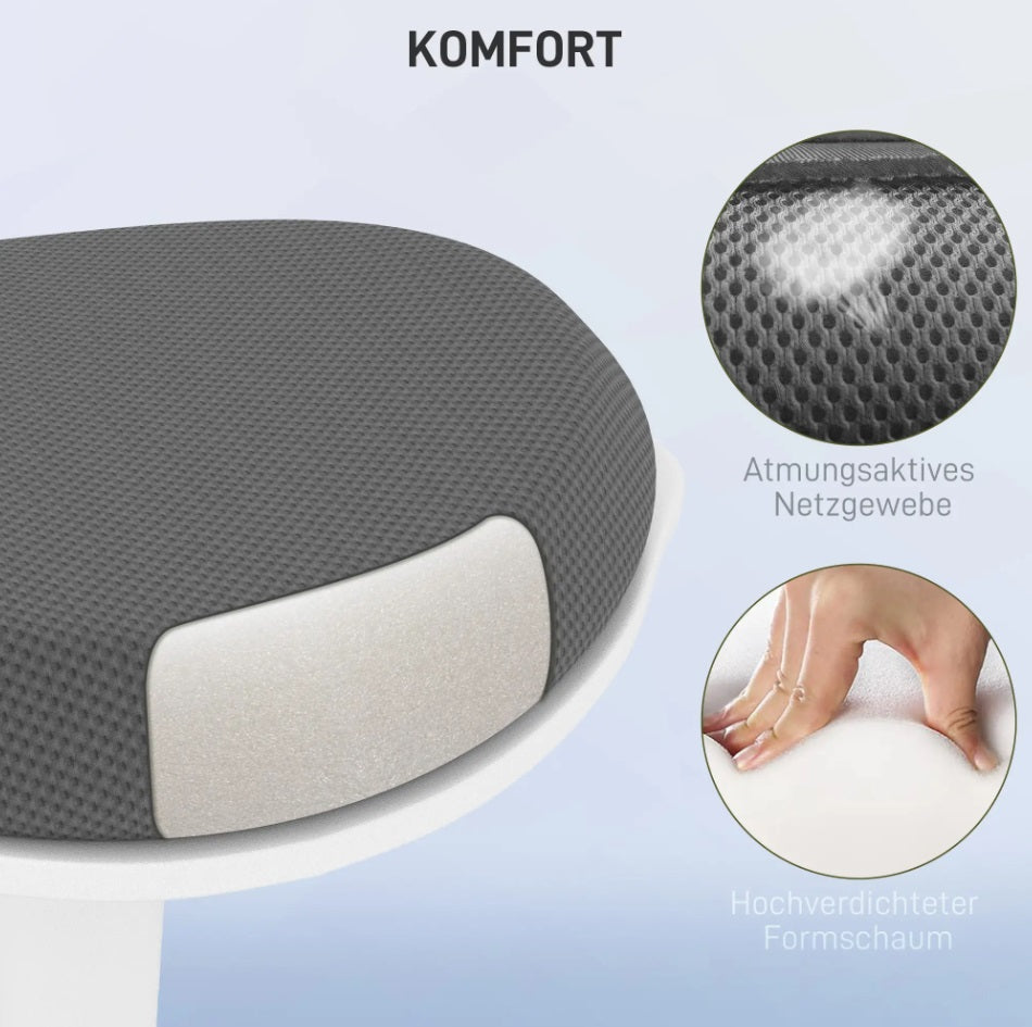 Ergonomischer Bürohocker Grau – Höhenverstellbarer Stehhocker mit Neigefunktion bis 120 kg