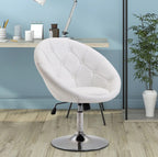 Loungesessel Drehhocker Weiß Kunstleder – Höhenverstellbarer Relaxsessel mit Wippmechanik