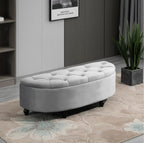 Sitztruhe mit Stauraum in Samtoptik Grau – Gepolsterte Aufbewahrungsbank mit Soft-Close Deckel (120 cm)