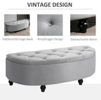 Sitztruhe mit Stauraum in Samtoptik Grau – Gepolsterte Aufbewahrungsbank mit Soft-Close Deckel (120 cm)