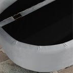 Sitztruhe mit Stauraum in Samtoptik Grau – Gepolsterte Aufbewahrungsbank mit Soft-Close Deckel (120 cm)