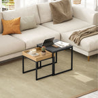 2er Couchtisch-Set Schwarz – Moderne Quadratische Sofatische (45/40 cm) Ineinanderstellbar