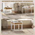 2er Couchtisch-Set Weiß – Moderne Quadratische Sofatische (45/40 cm) für kleine Räume