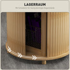 Beistelltisch Rund Bambus (Ø60 cm) – Couchtisch mit Verstecktem Stauraum und Schiebetür